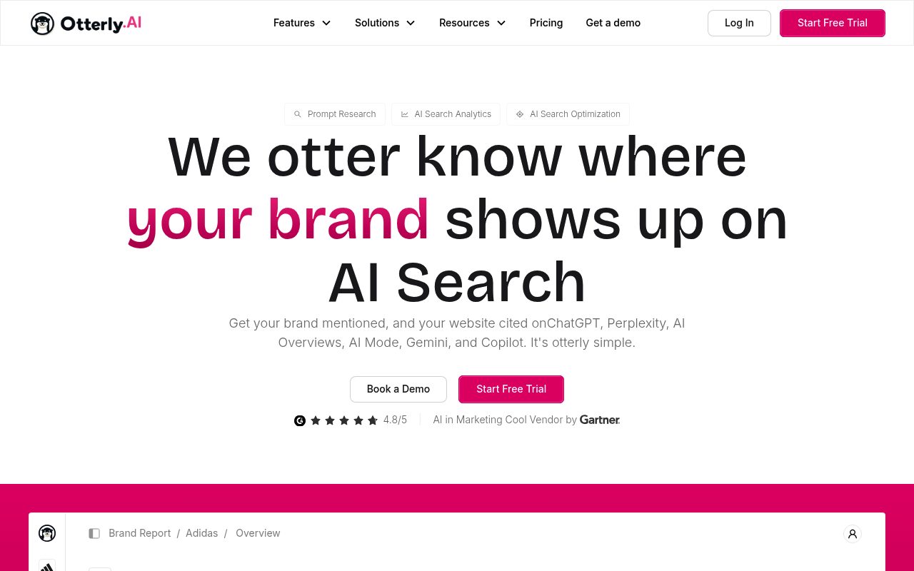 Screenshot of the Otterly website — Otterly: Best for Lightweight AI Mention Tracking